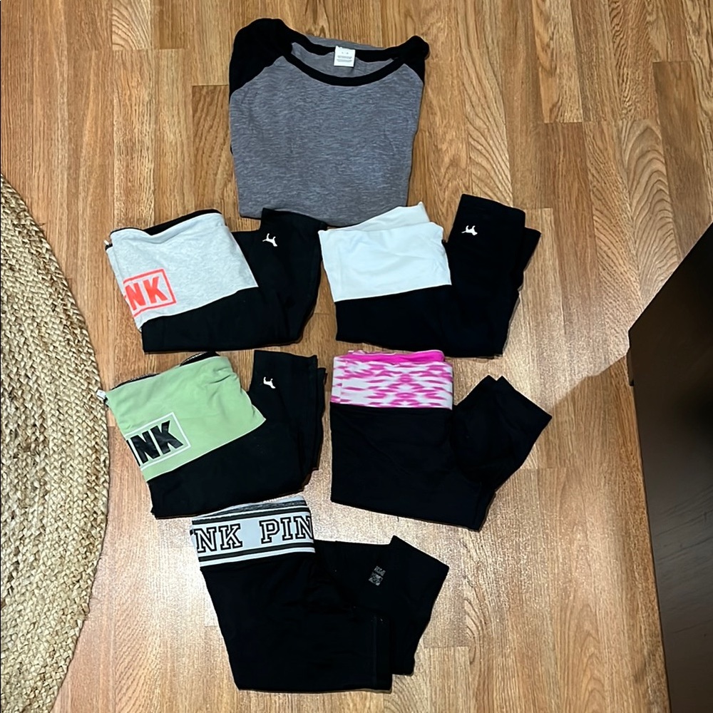 PINK Victoria's Secret Gray and Black Long Sleeve Top